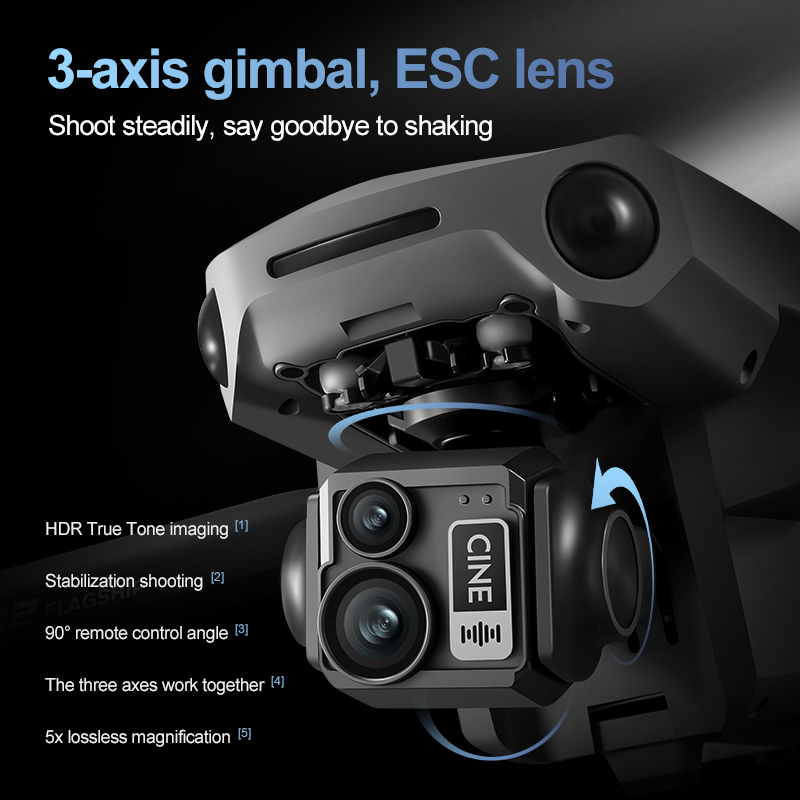 Drone Camera With Gimbal - 8K 3 Axis Gimbal Brushless 7.2in