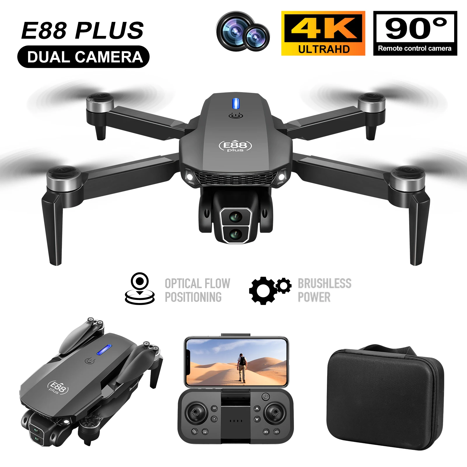 New E88 Plus Quadcopter Drone: - Drone Camera 4K recensione e prezzo